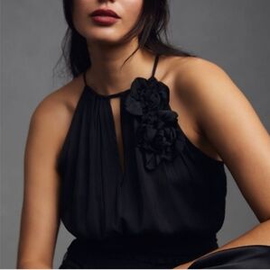 ANTHROPOLGIE Floral Halter Top Sz L